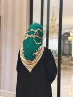روسری ابریشم ژاکارد طرح گوچی سبز بنتون - تصویر 2