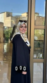 روسری ابریشم ژاکارد زنجیری سفید مشکی - تصویر 4