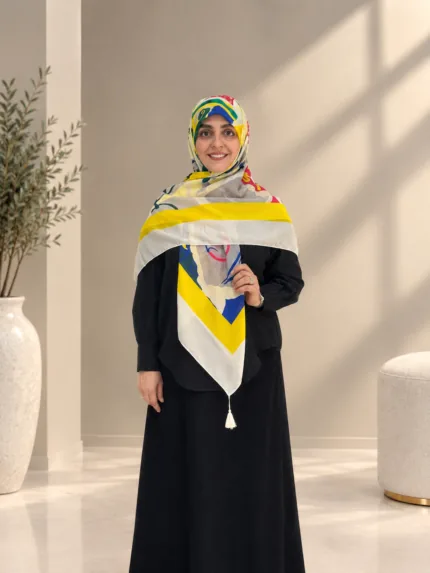 روسری نخ توییل لیمویی
