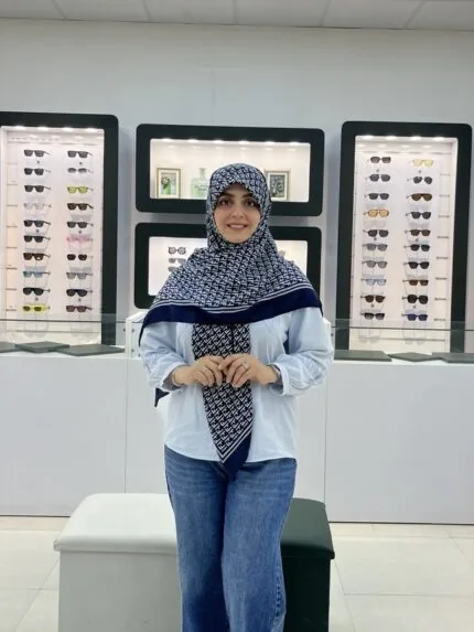 روسری سیا اسکارف طرح فندی سرمه ای